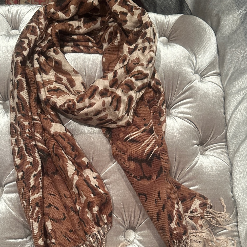 Leopard Print Brown Scarf